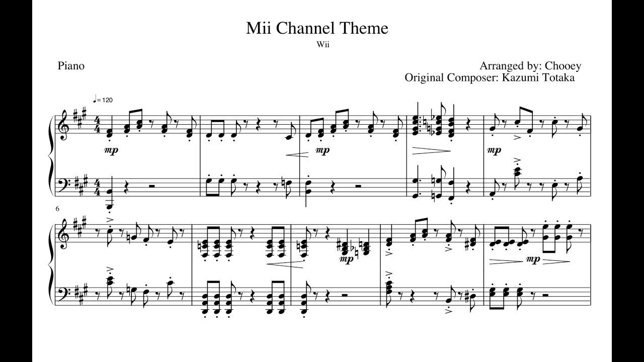 mii channel sheet music